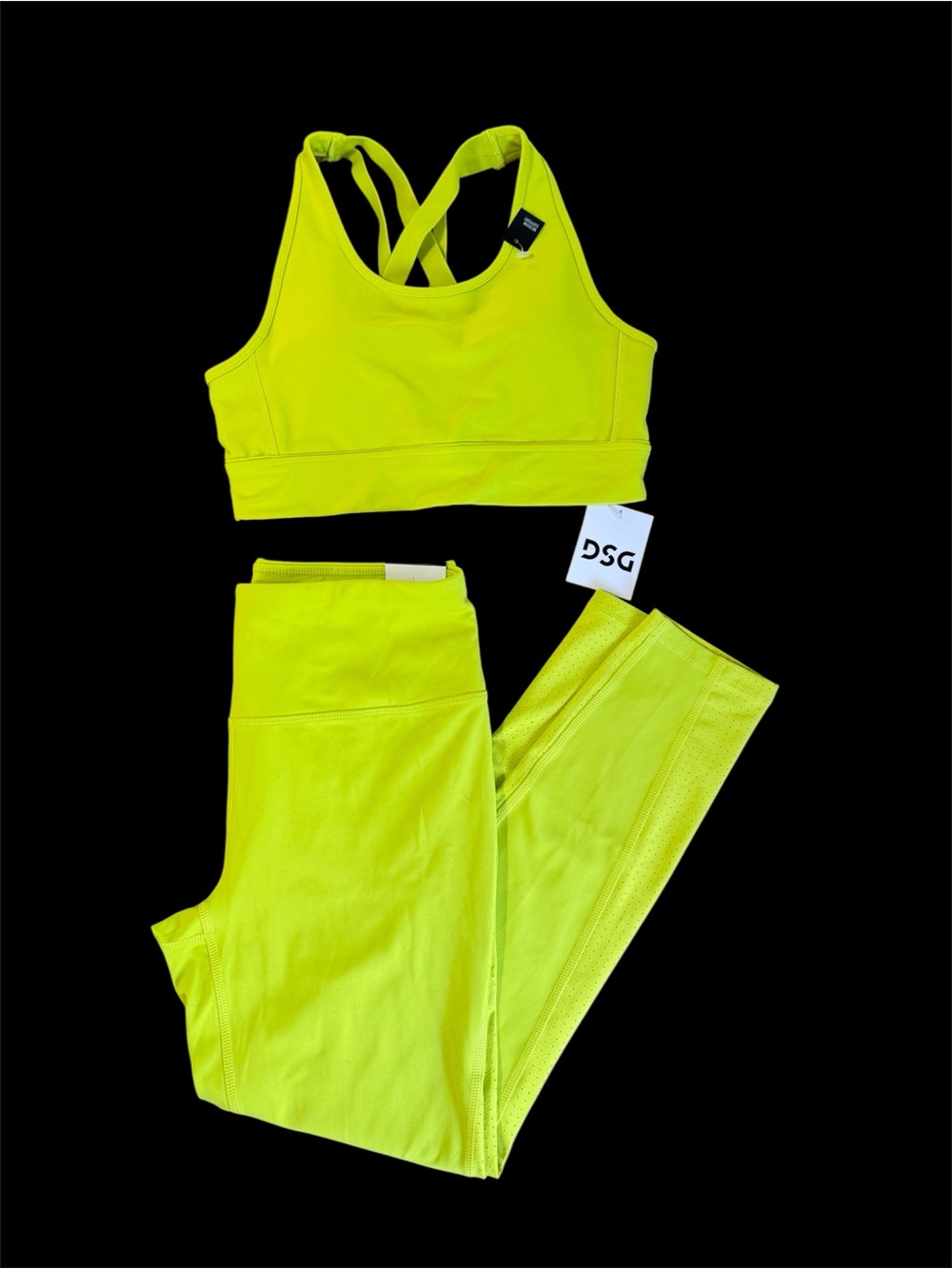 DSG Neon Lime High-Waist Leggings & Crisscross Sports Bra Set